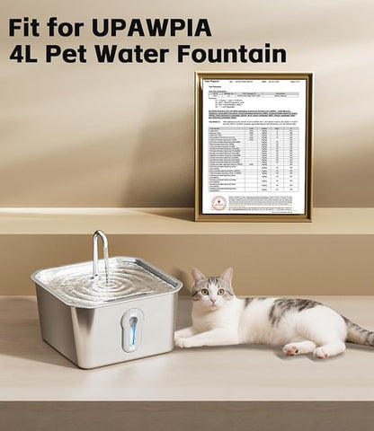 UPAWPIA Cat Water Fountain Filter Replacement 12 Packs for UPAWPIA 4L Pet Water Foutain 8 Filters & 4 Sponges Water Filter for Cat Fountain