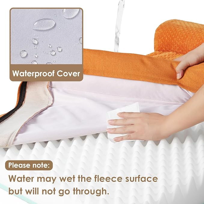 EHEYCIGA XXL Dog Bed Memory Foam, Orthopedic Giant Dog Bed Jumbo with Washable Removable Cover, Waterproof Pet Sofa Couch with Nonskid Bottom, 48x35x7.5, Pumpkin