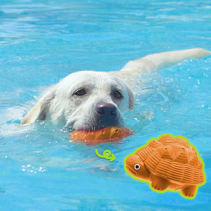 Indestructible All-Rubber Squeaky Dog Toy for Aggressive Chewers, Tough Durable Chew Toy for Medium & Large Breeds, Safe One-Piece Turtle Design, Teeth Cleaning & Boredom Relief