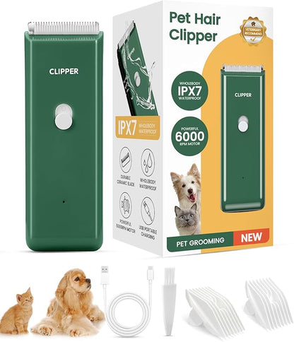Tawiijou Pet Clippers for Dog Hair Grooming Low Noise, Rechargeable Cordless Cat Shaver with Ceramic Blade,Portable Pet Hair Trimmer for Matted & Long Hair