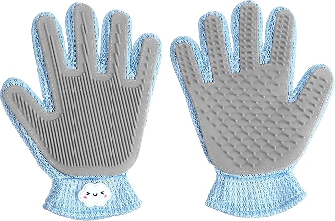 Natunofu Pet Hair Remove Glove for Dogs & Cats,2-in-1 Massage Grooming Tool, Efficient Deshedding Brush with Soft Spikes, Gentle Fur Removal and Cleaning Glove for Shedding Control