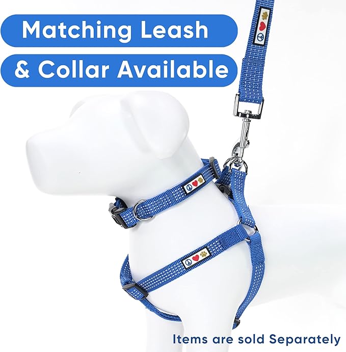 Pawtitas Reflective Step-in Dog Harness – Adjustable No-Pull Vest for Puppies to Seniors, Safe & Comfortable, M Blue