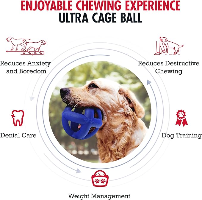 SuperChewer Tough Dog Cage Ball Toy | Lifetime Replacement | Strong Natural Rubber | Great Dog Fetch Toy | Chew Toys for Dogs | Ultra Durable Chew Toys fsor Aggressive Chewers | For Large Breeds