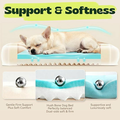 hush bone Puppy Beds for Small Dogs Orthopedic with Cooling Gel Memory Foam Washable Small Size Dog Couch with Removable Cover Waterproof for Senior Pets or Cats,24"x18"x6"Beige