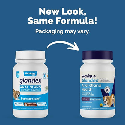 Glandex Dog Fiber Supplement Powder for Anal Glands with Pumpkin, Digestive Enzymes & Probiotics - Vet Recommended (Regular or Advanced Strength) - Boot The Scoot (2.5 oz, Pork Liver)