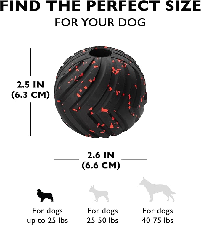 Chew King Supreme Durable Rubber Dog Ball for Aggressive Chewers, Treat-Dispensing Heavy-Duty Chew Toy with Safety Air Vent, Interactive Dog Toy for Training & Enrichment, Small 2.5" Fetch Ball