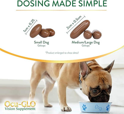 Ocu-GLO Vision Supplement for Small Dogs by Animal Necessity with Lutein, Omega-3 Fatty Acids, Grape Seed Extract and Antioxidants to Promote Eye Health in Dogs, 45ct Liquid Gelcaps