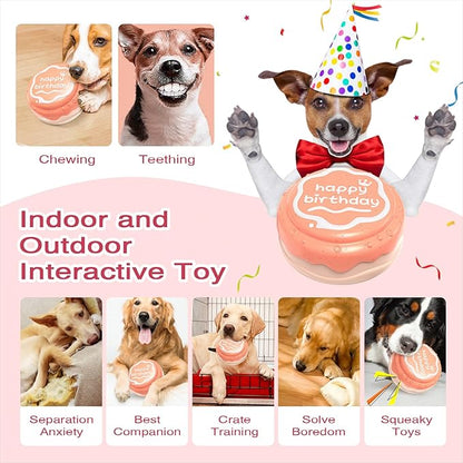 Large Size Cake Squeaky Dog Toy for Medium/Large Dogs Breed Aggressive Chewers Durable Bouncy Pink Squeak Toys