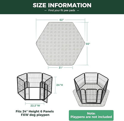 FXW Washable Pee Pads for Dogs, Leak-Proof & Non-Slip, Specifically Designed for FXW Rollick/Homeplus 24inch 6 Panels Dog Playpen, 31" Hexagon, Khaki, 2 Packs