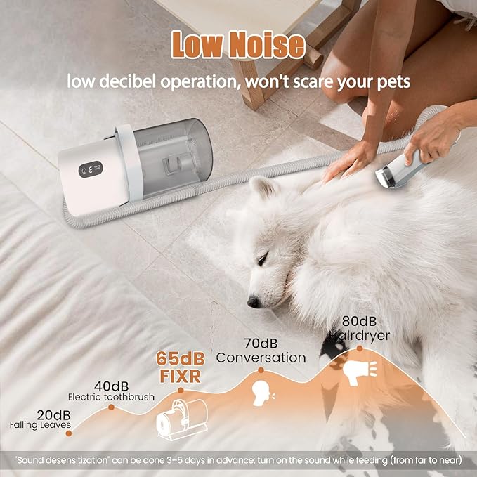 Dog Grooming Vacuum, Pet Grooming Kit with Dog Clippers, 2.5L Dust Cup 11000Pa Dogs Vacuum for Shedding Grooming, 5 Grooming Tools Home Cleaning in 1, Low Noise Pet Grooming Vacuum for Dogs