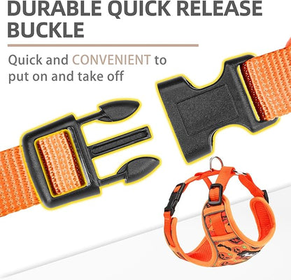 PUPTECK Halloween Small Dog Harness and Leash Set, No Pull Adjustable Puppy Cat Harness, Reflective Soft Mesh Pet Vest Small Sized, Pumpkin, S