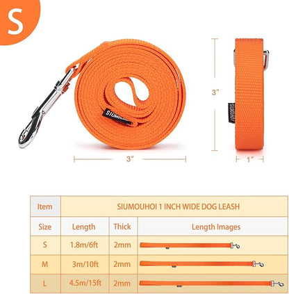 Siumouhoi Strong Durable 6ft Nylon Dog Training Leash, 1 Inch Wide Traction Rope, for Small and Medium Dog (Orange, 6 Feet)