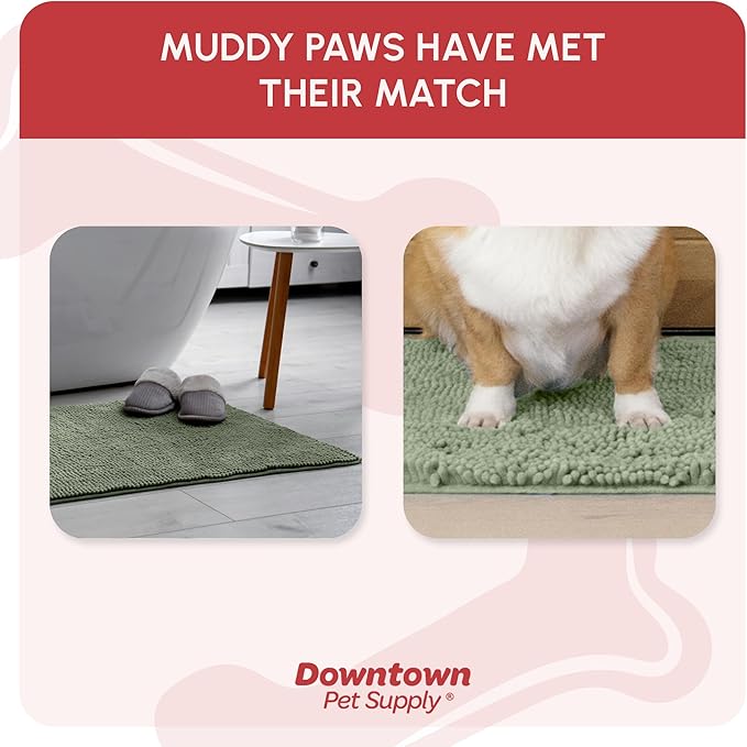 My Doggy Place Dog Mud Mat, 31" x 20" Sage – Thick Microfiber Entry Rug for Snow, Mud & Salt – Absorbent, Quick-Dry, Washer-Safe & Non-Slip, Medium