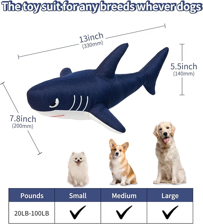 Dog Squeaky Toy, Durable Interactive Chew Toy for Aggressive Chewers, Tough Flexible Fabric Made from 90% Recycled Materials, for Small Medium and Large Dogs