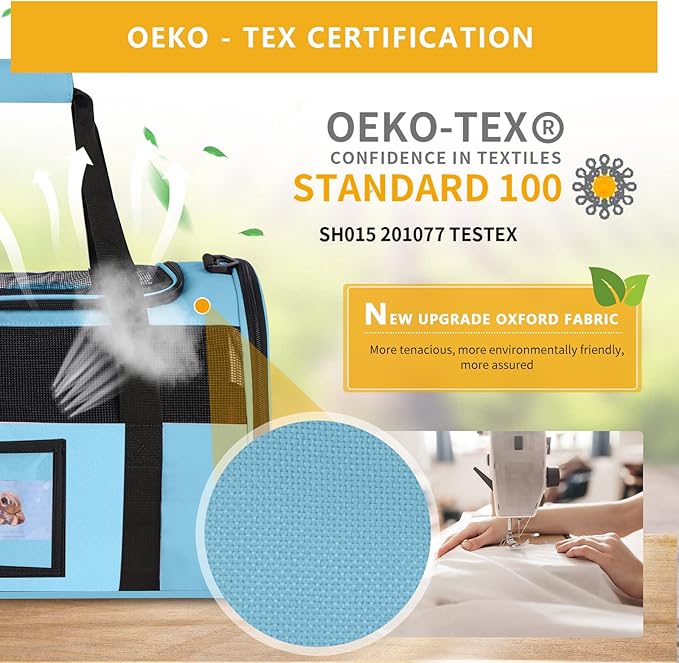 SECLATO Cat Carrier Dog Carriers Airline Approved for Small Dogs, Kitten, Carriers for Small Medium Cats Under 15lb, Collapsible Soft Sided TSA Approved Pet Travel Carrier-Blue