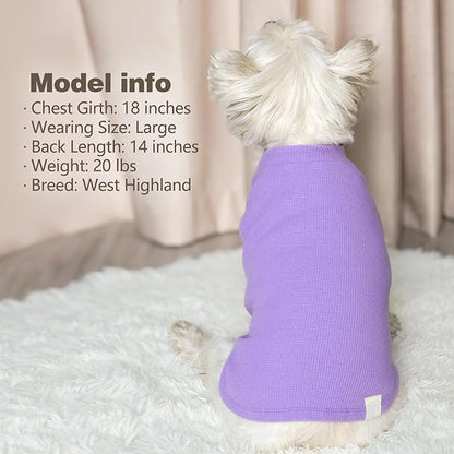 KYEESE 2Pack Dog Shirts Waffle for Small Dogs, Stretchy and Comfortable Dog T-Shirts, Lightweight Sleeveless Tank Top, Breathable Vest, Cat Shirt, Small, Purple + Grey