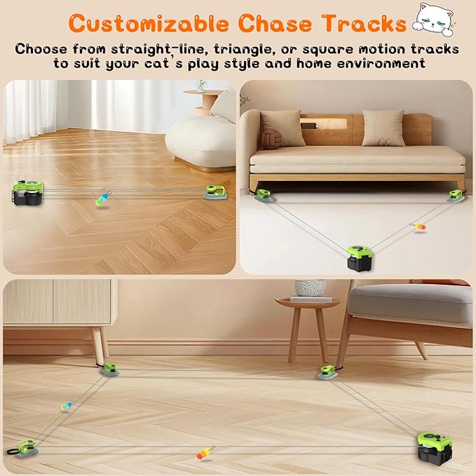 ITSHINY Interactive Cat Toy for Indoor - Automatic Cat Treadmill with Remote Control, 3 Speeds, Quiet Motor | Indoor Chase Hunting Feather Cat Gift for Fitness, Playtime & Energy Release (Green)