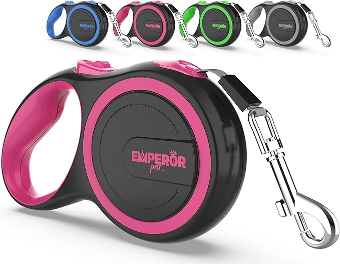 Emperor Pets 16 ft Retractable Dog Leash - Heavy Duty Retractable Pet Leash with Anti-Slip Grip - Reflective Dog Leash Tape for Medium to Large Dogs up to 100 lbs -PK16