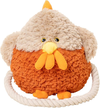 Aidiya Plush Squeaky Dog Toy with Crinkle Paper Interactive Rope Stuffed Animal Dog Plush Chewing Toy for Puppy Small and Medium Dogs (Orange)