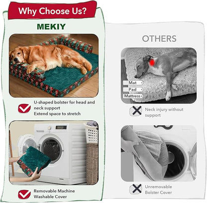 XL Christmas Dog Bed for Extra Large Dogs-Waterproof Large Dog Cat Bed with Sides,Foam Big Pet Couch Sofa Beds with Washable Removable Cover，Comfort Orthopedic Pet Beds with Non-Slip Bottom