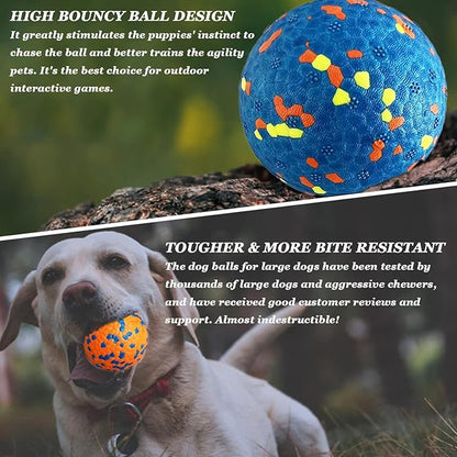 CAISHOW 3Pack Dog Ball Toys Indestructible Float On Water Fetch Bouncy Durable Solid Rubber Ball for Puppy Small and Medium Dogs Playing Toys (3Pcs-2.55'')