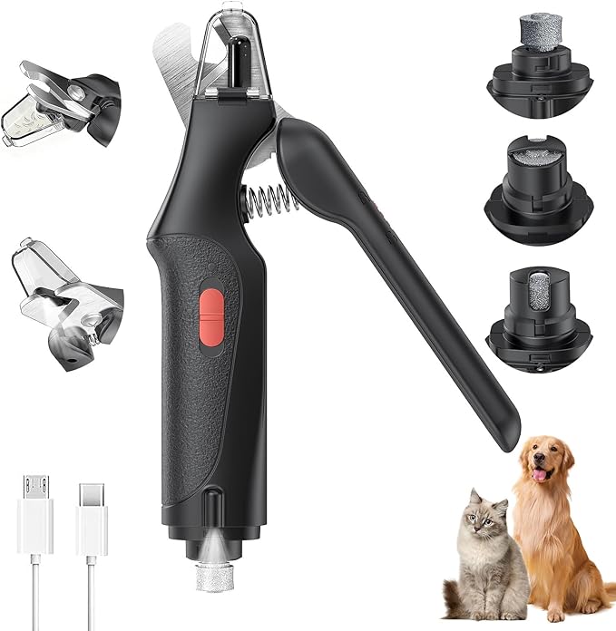 CATPICK 2-in-1 Cat Nail Clippers & Dog Nail Clippers Trimmers for Large Medium Small Dogs Cats Claw Trimmer Quick Sensor and Safety Guard USB Rechargeable with 2 LED Lights Dogs Nail Trimmer