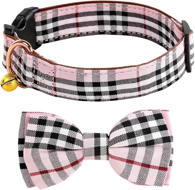 Yizepet Dog Collar with Bow Tie- Adjustable pet Collar for Dogs with Plastic Buckle Collar, Stylish Pattern for Small Medium or Large Boy and Girl Dog and Cat