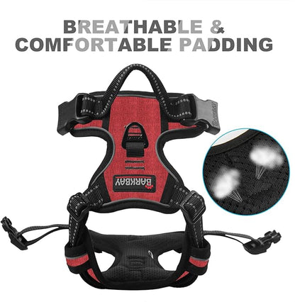 BARKBAY No Pull Dog Harness Front Clip Heavy Duty Reflective Easy Control Handle for Large Dog Walking(Rio Red,S)