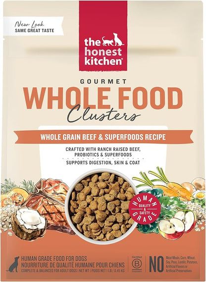 The Honest Kitchen Whole Food Clusters Whole Grain Beef & Oat Dry Dog Food, 1 lb Bag