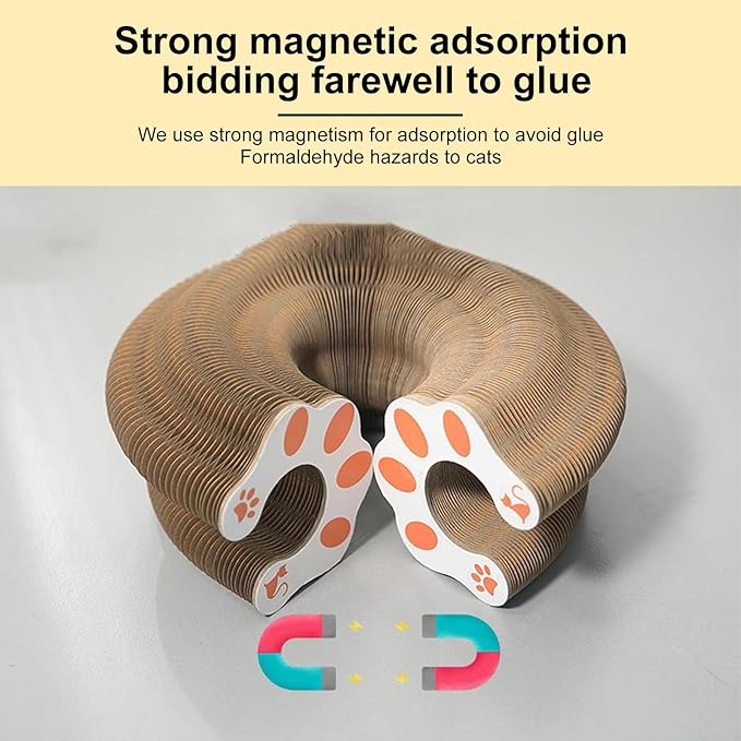 Kitty Curls Cat Toy,Magic Organ Cat Toy,Cat Scratcher for Grinding Claw Cardboard Cat Toys,Interactive Scratch Pad with Toy Ball