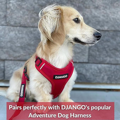 DJANGO Adventure Dog Leash – Strong, Comfortable, and Stylish Dog Leash with Solid Brass Hardware and Padded Handle - Designed for Outdoor Adventures and Everyday Use (Crimson Red)