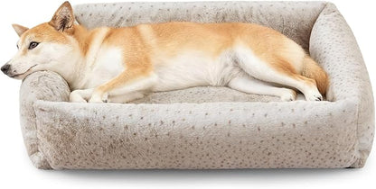 JOEJOY Large Dog Beds Large Sized Dog, Washable Orthopedic Premium Soft Corduroy Fleece Pet Bed with Removable Zipper Cover, Cute Calming Puppy Bed with Non Skid Bottom