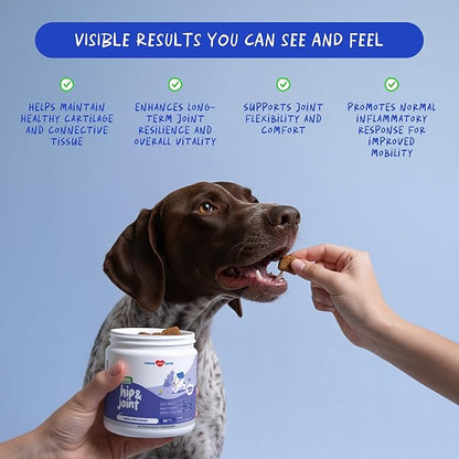 Hip and Joint Supplement for Dogs - with Collagen, Glucosamine for Dogs - Fish Oil - Hip & Joint Support, Ease Inflammation, Antioxidant.