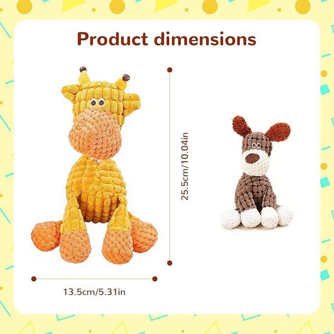 2026 New Durable Plush Dog Toys for Aggressive Chewers, Indestructible Dog Toy, Squeaky Chew Toy for Small Medium Large Dogs Puppy Teething Toys (Brown+Orang)