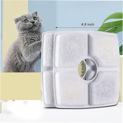 Cat Water Fountain Filters,10 Pack Replacement Filter Fit for Top Square 84oz/2.5L Cat Pet Fountain, 3 Filtration System