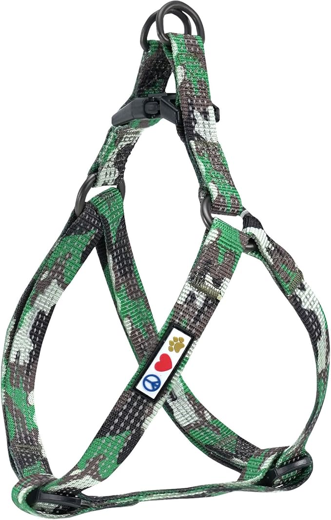 Pawtitas Reflective Step-in Dog Harness – Adjustable No-Pull Vest for Puppies to Seniors, Safe & Comfortable, S Camo Green