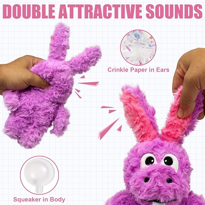 SLIWOWO Donkey Squeaky Dog Toys to Keep Them Busy, Stuffed Plush Girl Dog Toy Birthday Gift Crinkle Pet Puppy Tug Toy for Small Medium Large Dogs (Purple)