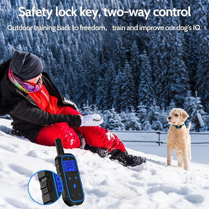 DogStop Dog Training Collar Electric Dog Collar with 4 Training Modes and Rechargeable Remote Waterproof Range 3300Ft for Small Medium Large Dogs(Blue)