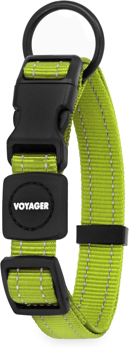 Best Pet Supplies Voyager Reflective Dog Leash or Collar with Neoprene Handle, for Small, Medium, and Large Breed Puppies, Cute and Heavy Duty for Walking, Running and Training - Lime Green, M