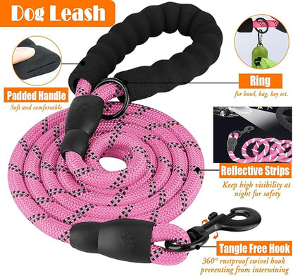 LOBEVE No Pull Dog Harness, Collar & Leash Set | Includes Dog Seat Belt, Collapsible Bowls & Poop Bag Dispenser. Ideal for Training, Walking, Hiking. Fits Small to Large Dogs(Pink-S)