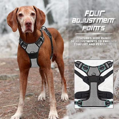 BARKBAY No Pull Dog Harness Front Clip Heavy Duty Reflective Easy Control Handle for Large Dog Walking(Flint Gray,L)