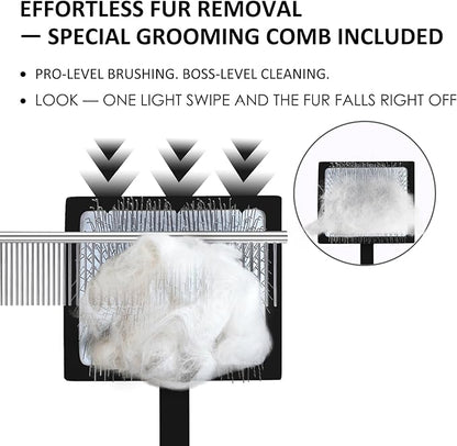 Slicker Brush for Dogs, Dog Grooming Supplies Long Pin Large Doodle Brush for Goldendoodles Poodles Bernedoodles, 3 Pcs Grooming Tools with Wooden Handle for Mats Tangles - Black
