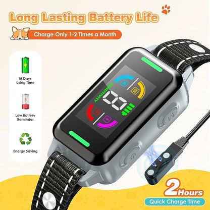 Dog Bark Collar, Bark Collars for Large Medium Small Dogs, Rechargeable Training Collar with 4 Barking Training Modes & 8 Level Sensitivity Adjustable Beep Vibration