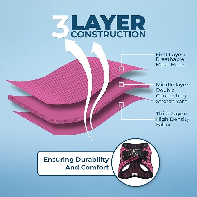 Best Pet Supplies Voyager Step-in Air Harness - All Weather Mesh, Reflective, No Pull Harness for Dogs, Cats - Secure with Hook & Loop Fastener, Buckle, Double D-Rings - Fuchsia 2-Tone, S