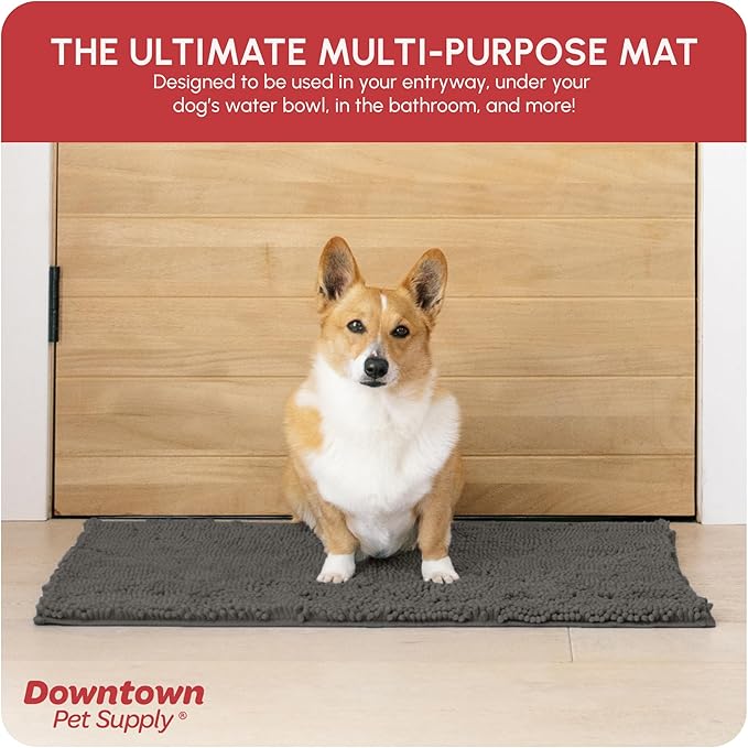 My Doggy Place Dog Mud Mat, 31" x 20" Ash – Thick Microfiber Entry Rug for Snow, Mud & Salt – Absorbent, Quick-Dry, Washer-Safe & Non-Slip, Medium