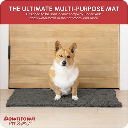 My Doggy Place Dog Mud Mat, 31" x 20" Ash – Thick Microfiber Entry Rug for Snow, Mud & Salt – Absorbent, Quick-Dry, Washer-Safe & Non-Slip, Medium