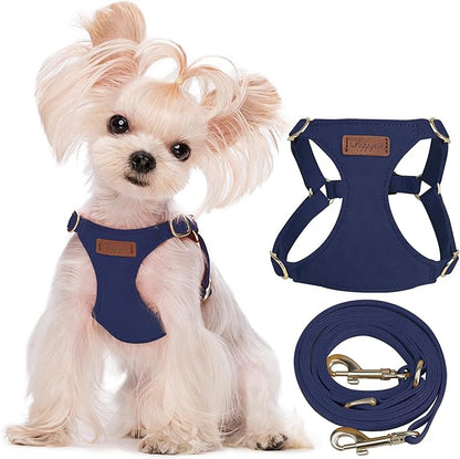 Puppytie No Pull xs Dog Harness with Multifunction Dog Leash,Soft Adjustable No Choke Escape Proof Pet Harness Vest,Navy,XS