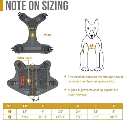 Tactical Dog Training Vest No Pull Harness for Dogs,Adjustable Dog Hiking Harness Working Vest(Grey,M)