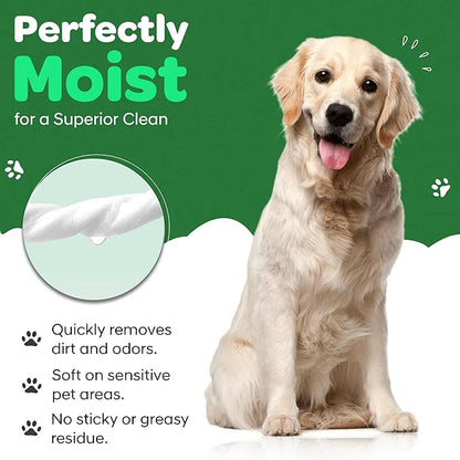 Unscented Dog Wipes for Cleaning & Deodorizing - XL, Thick & Hypoallergenic Pet Wipes for Dogs Paws, Butt and Body - Made with Naturally Safe Ingredients Like Aloe Vera (160 Count)