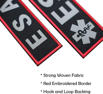 2 Pcs Reflective ESA Patch with Hook and Loop Fastener, Emotional Support Animal Printed Letters Patch for Dog Vest Harness Collar (6 x 2 inches)